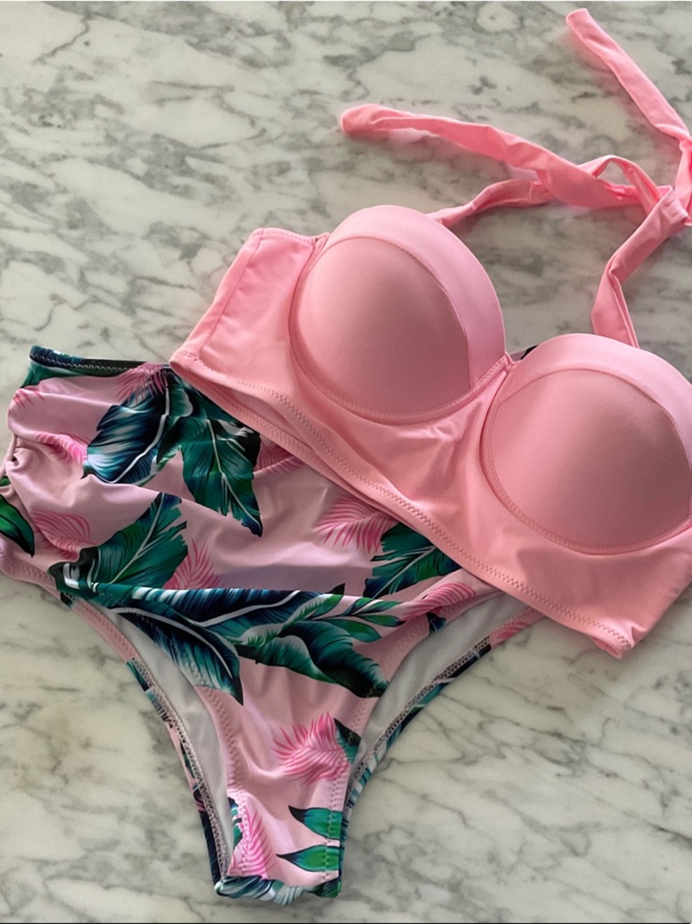 Pink Tropical Two-Piece Bikini Set